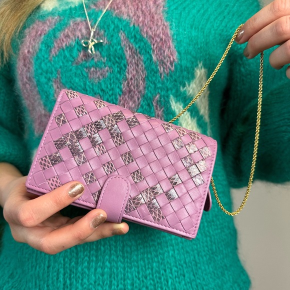 Bottega Veneta Light Purple & Animal Print Intrecciato Weave Wallet - Picture 4 of 17